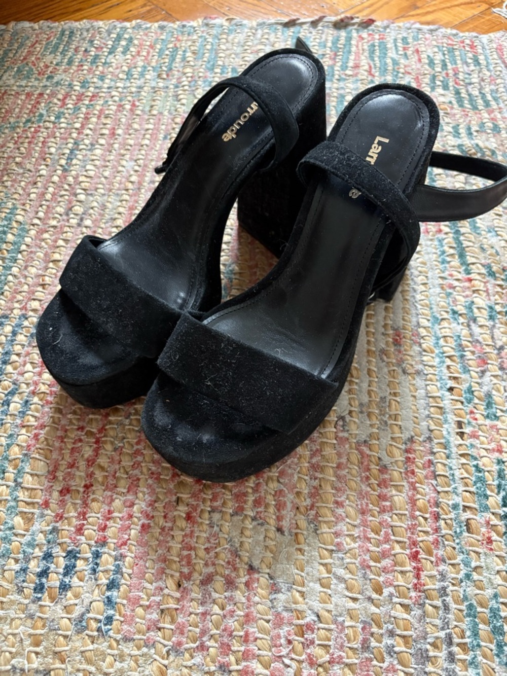 Larroude Dolly Sandal in Black Suede - Picture 3 of 5